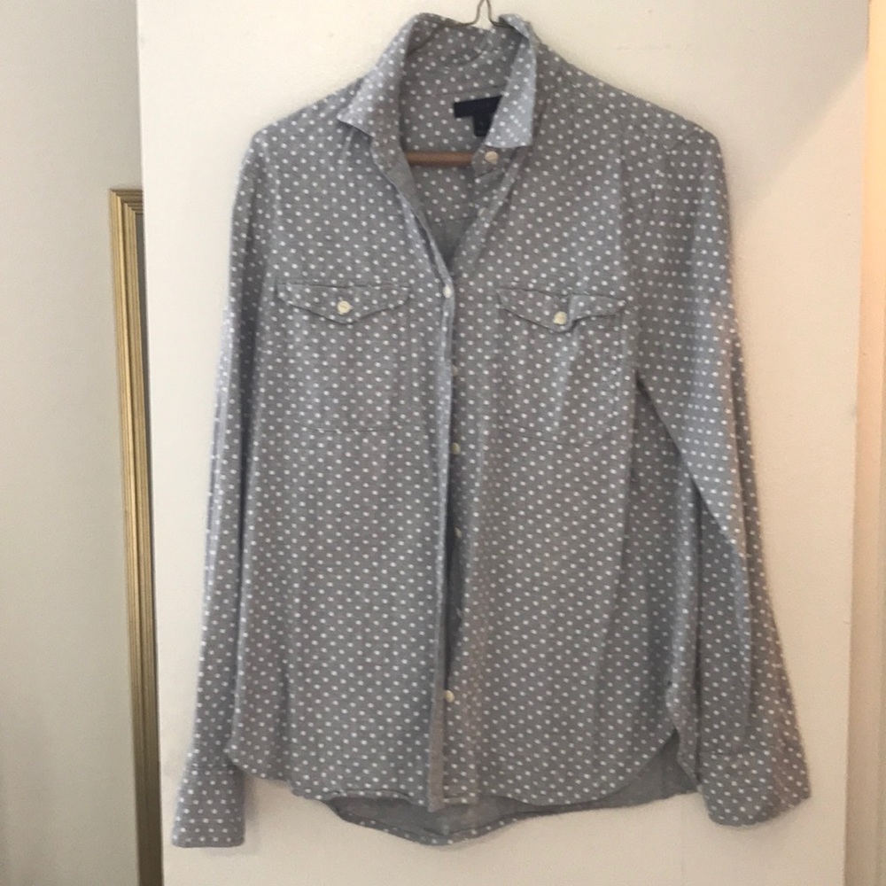 J Crew polka dot button down shirt